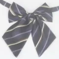 JK Uniform Schleife Detail, dunkelblaue gestreifte Polyester Krawatte für Schule und Büro Mode. - Gestreifter Kragenblume (TZ-LH03)