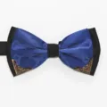 Men's formal polyester bow tie with bronze metal corners, perfect for weddings and business events. - Sapphire Blue