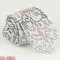 Classic grey silk-like polyester slim necktie with elegant damask swirl pattern for business formal wear. - Vine Pattern(LD-ZB01) / Light Gray