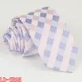 Men's narrow polyester plaid necktie, stylish check pattern for business and wedding suits. - LD-ZB25