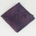 Taschino da uomo vintage motivo floreale stile seta fazzoletto per matrimonio affari - Motivo Volute Viola Scuro