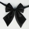 Noeud papillon d'etudiant JK en satin noir col uniforme fleur cravate professionnelle accessoire - Noir Pur
