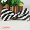 Detalle de pajarita de rayas blanco y negro, estilo clasico para eventos formales. - Rayas Negro y Blanco