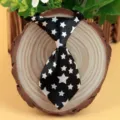 Black star print polyester necktie for kids and pets, perfect for party and performance use. - Black with White Stars (LD-CW03)