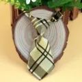 Yellow plaid pet necktie, cute adjustable polyester dog cat necktie for party and daily wear. - Yellow and Black Plaid (LD-CW04)