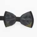 Men's formal double-layer bow tie with vintage metal corner accents for business weddings. - Dark Gray