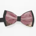Men formal double layer bow tie detail, elegant polyester fabric with metal corner decoration. - Deep Pink