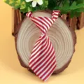 Red and white striped pet tie for dogs and cats, cute polyester costume accessory. - Red and White Stripe (LD-CW07)