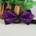 Herren lila schwarze spitz Brokat Fliege, modisch Erwachsener Hochzeit Performance Halsbekleidung. - LJ-JD10