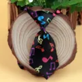 Children pet necktie black colorful musical notes printed polyester fashion accessory - Colorful Musical Notes (LD-CW08)