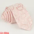 Pink floral woven men's narrow necktie, elegant 6cm wedding business suit formal tie sku - Vine Jacquard(LD-ZB04) / Light Pink