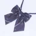 Dark blue JK uniform bow tie detail, stylish star pattern student neck ribbon accessory. - Navy Star Stripe (LH-HG10)