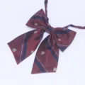 Wine red JK bow tie detail, Japanese style uniform ribbon with crown embroidery and stripes. - Burgundy Navy Crown (LH-HG12)