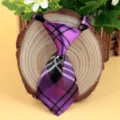 Purple plaid necktie for kids and pets, stylish polyester small tie for parties. - Purple and Black Plaid (LD-CW12)