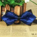 Blue paisley mens bow tie for business and wedding events, elegant tuxedo neckwear accessory. - LJ-JJ17