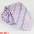 Men's purple and pink striped slim necktie rolled display main product photo for formal business. - LD-ZB11