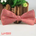 Farfallino a quadri rosso e bianco da uomo, elegante accessorio in tessuto di poliestere. - N. 19