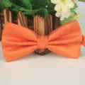 Orange polyester bow tie for men, classic woven grid design for business suit formal events. - Orange Yellow