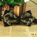 Men's black gold baroque scroll pattern polyester bow tie wedding business formal neckwear. - LJ-JJ18