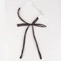 Japanese JK uniform tie bow ribbon solid color college style neckwear variant accessory - Coffee