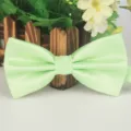 Light green grid bow tie for men, elegant polyester fabric business wedding necktie accessory. - 14# Lemon Yellow