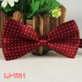 Farfallino rosso a pois da uomo, elegante accessorio in poliestere per matrimoni e affari. - n.11