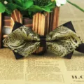 Men pointed patterned polyester bow tie business casual wedding formal necktie accessory - LJ-JJ20