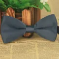 Dunkelblaue matte einfarbige Fliege für Herren, eleganter Bräutigam Polyester Fliege Accessoire. - Dunkelgrau