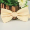 Champagne polyester bow tie, solid fine grid patterned men's formal business neckwear - 17 Yellow