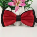 Roter und schwarzer zweilagiger Satin Fliege fuer Herren Hochzeit Party Anzug Accessoire. - 5 Dunkelrot
