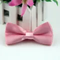Papillon rosa in raso tinta unita, cravatta lucida in poliestere per bambini e uso quotidiano. - Rosa