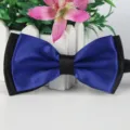 Doppelter Satin Fliege blau schwarz festliche Kleidung Hochzeit Anzug Zubehör Herren - 11 Königsblau