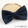 Dunkelblaue gepunktete Fliege für Herren aus Polyester, ideal für formelle Hochzeiten und Feste. - Marineblau Glanzpunkte (LJ-CD17)