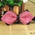 Men's fashionable striped bow tie for business wedding events, classic pointed design fabric. - LJ-JJ24