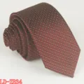 Men's narrow polyester business tie in dark red with fine dot pattern, stylish formal wear. - LD-ZB34