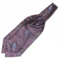 Klassieke heren paisley patroon formele ascot das in paars, perfecte Britse stijl. - LJ12 (Paars Blauw Roze Paisley)