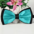 Zweifarbige Schleife in Cyan und Schwarz aus Satin für Hochzeit Party Anzug und Accessoire. - See Blau