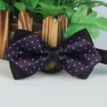 Farfalla uomo a punta doppio strato in poliestere con pois per matrimonio affari. - Pois viola scuro