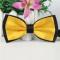 Gelbe und schwarze doppelte Fliege aus Polyester für formelle Hochzeit und Partykleidung. - Goldgelb