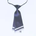 Detailaufnahme einer dunkelblauen, zweilagigen Krawatte mit weißen Streifendetails. - Marineblau