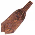 Gedetailleerd overzicht van heren retro paisley patroon zijden ascot stropdas stijl - LJ17 (Goud Bruin Paisley)