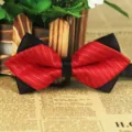 Men black red striped polyester silk bow tie business casual wedding formal neckwear - LJ-JJ26