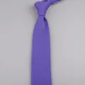Primo piano di una elegante cravatta in maglia viola con trama fine e design appuntito. - 09 Viola