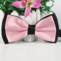 Zweilagige zweifarbige Fliege fur Herren Damen Hochzeit Abendkleid Zubehor in Rosa und Schwarz - 16 Rosa