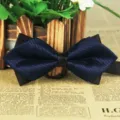 Classic men's navy blue sharp corner bow tie with texture, perfect for business and weddings. - LJ-JJ27