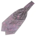 Heren formele polyester ascot stropdas Britse stijl paars patroon detail opname - LJ25 (Paars Zwart Abstrakt)