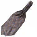 Klassieke heren paisley ascot das formele Britse stijl trouwen nek kleding accessoire top - LJ27 (Blauw Bruin Paisley)