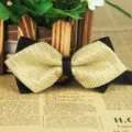Men's sharp corner striped bow tie business casual wedding polyester neckwear variant. - LJ-JJ30