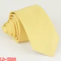 Solid yellow narrow necktie for men, classic twill polyester formal business neckwear. - LD-ZB36