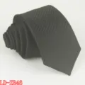 Men's solid dark grey narrow business tie, 6cm slim polyester formal necktie for office wear. - LD-ZB46